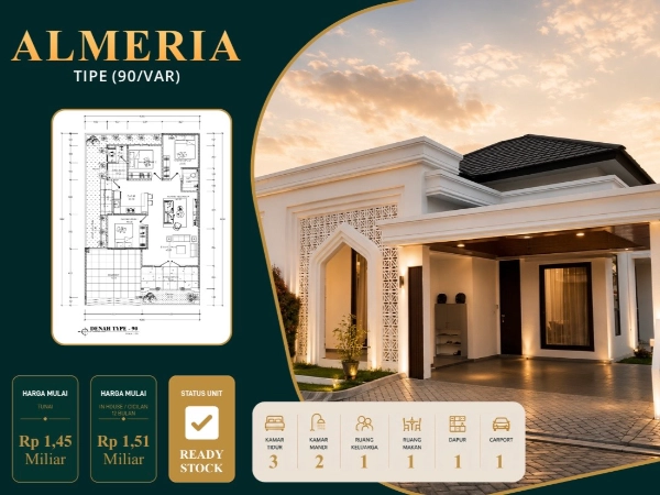 Type Almeria 90 m² Hunian Syar’i Al Hijrah Cluster Andalusia Pekanbaru