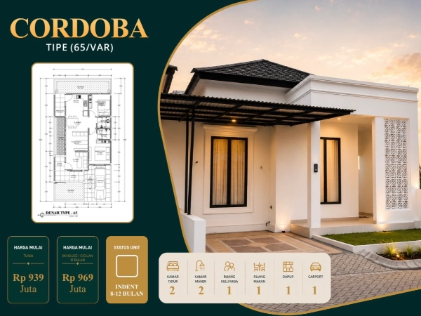 Type Cordoba 65 m² Hunian Syar’i Al Hijrah Cluster Andalusia Pekanbaru
