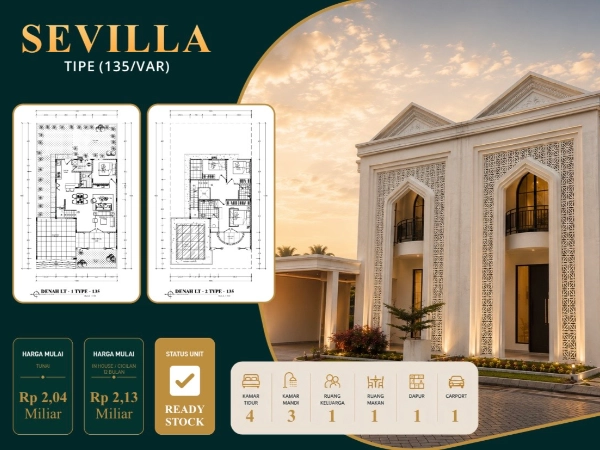 Type Sevilla 135 m² Hunian Syar’i Al Hijrah Cluster Andalusia Pekanbaru